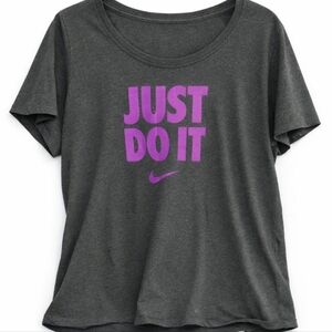 Nike Just Do It Grey Graphic T-shirt  Purple Logo Gym Streetwear  Tshirt